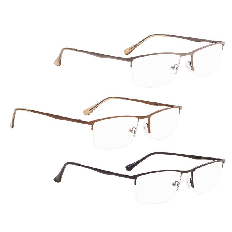 3 Pack Metal Half-rim Reading Glasses 3-R1614